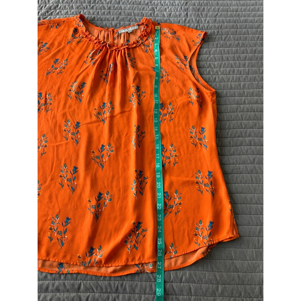 Daniel Rainn Orange Floral Ruffle Neck Sleeveless Blouse XXL D16908PR1 - Picture 6 of 8